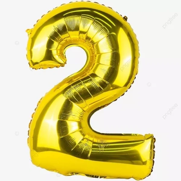 Globo Número Nº2 Dorado 72cm - 32 pulgadas