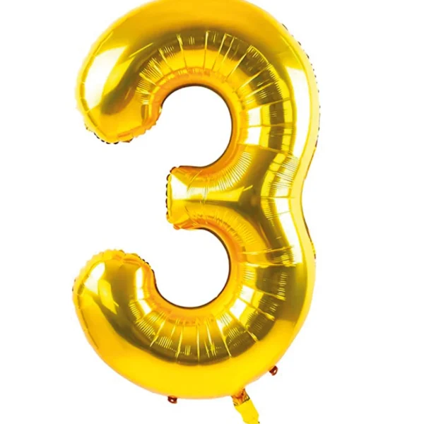 Globo Número Nº3 Dorado 72cm - 32 pulgadas