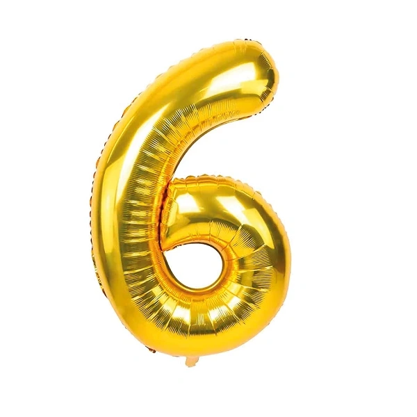 Globo Número Nº6 Dorado 36cm - 16 pulgadas