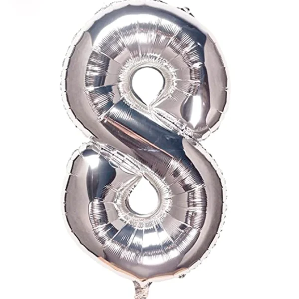Globo Número Plateado Nº8