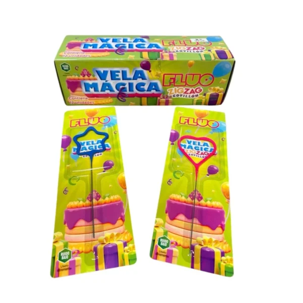 Vela Mágica Fluo (Corazón o Estrella) - Unidad
