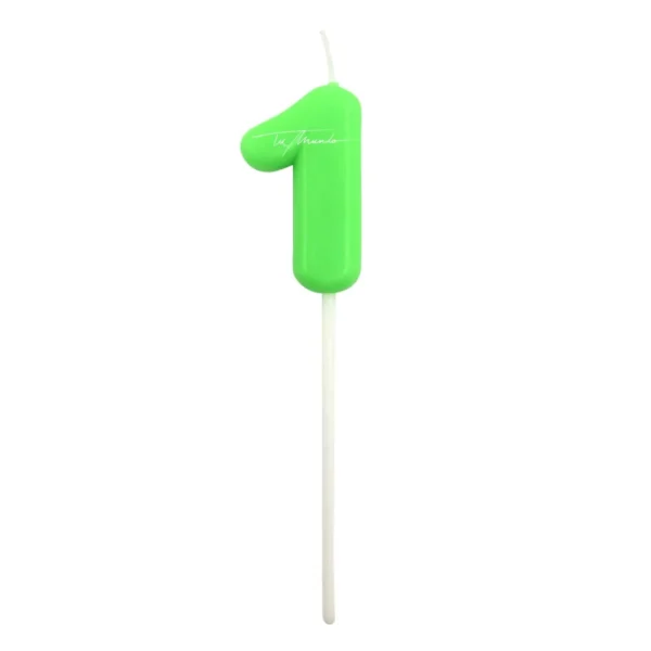 Vela Numero Verde Fluor (0 al 9)