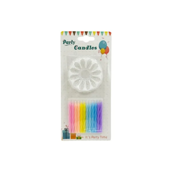 Velas clásicas con soporte decorativo – 12 unidades