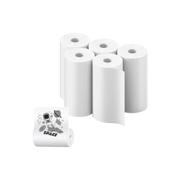 Pack x5 Rollos para Mini Impresora Térmica – Papel Común o Adhesivo