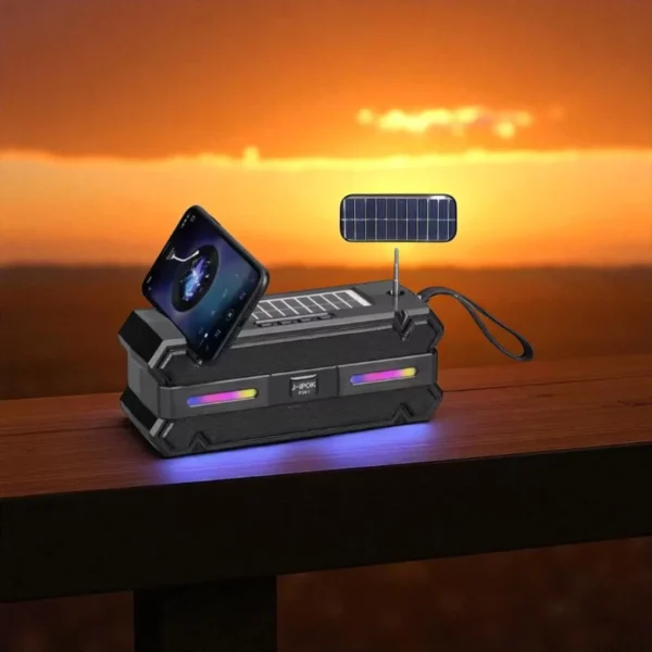 Parlante Solar P361 con Bluetooth con Radio, Linterna y Luces