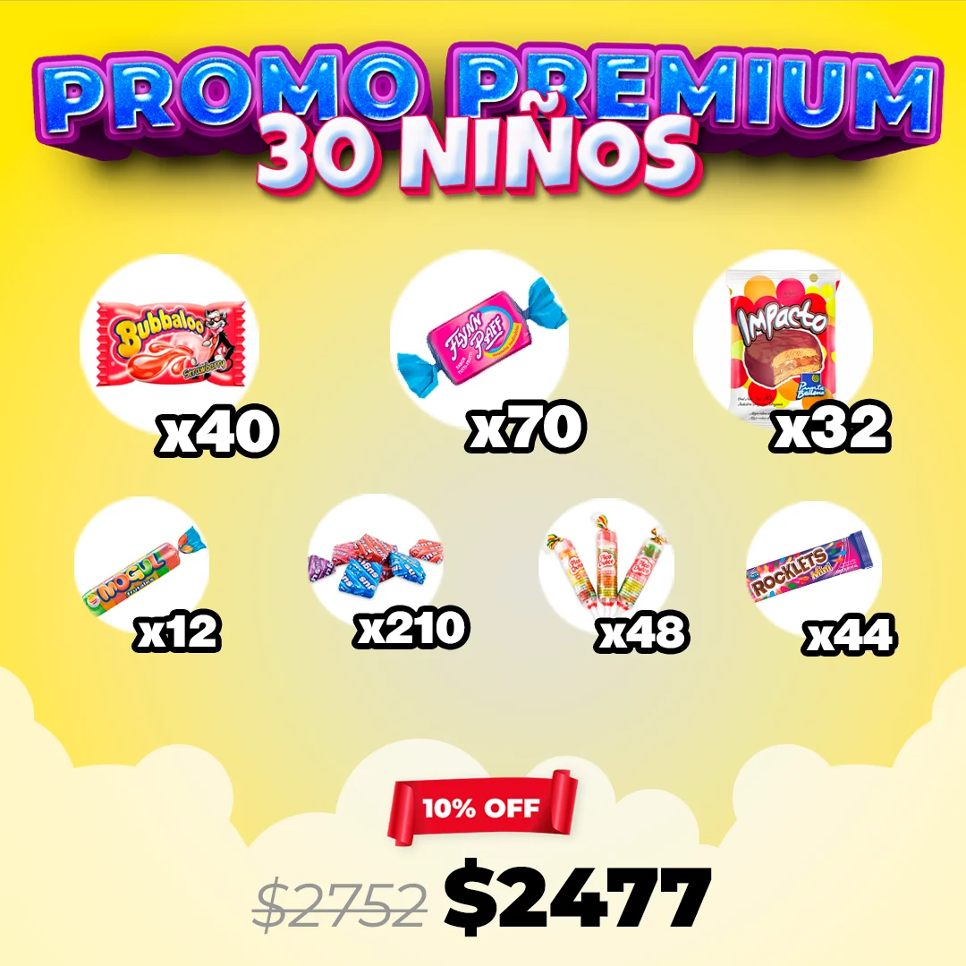 Promo Golosinas Premium para 30 Niños