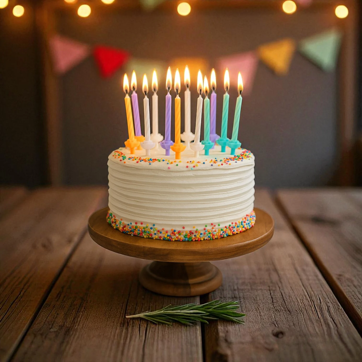 Velas clásicas con soporte decorativo – 12 unidades