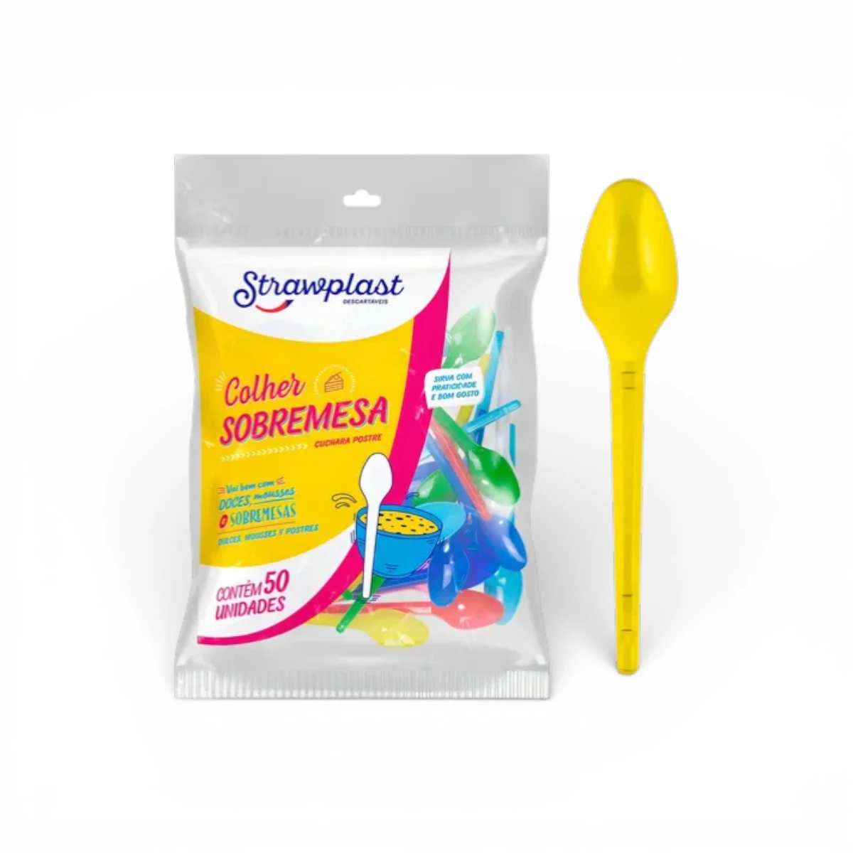 Cuchara Postre Colores Strawplast x50u