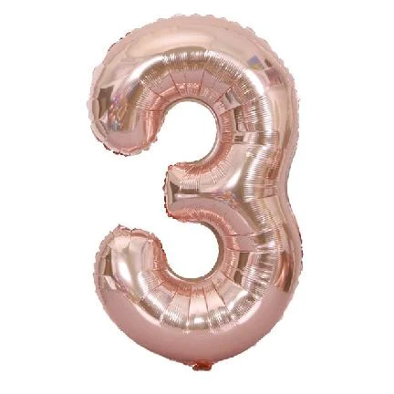 Globo Número Rosa Oro Nº3 72cm - 32 pulgadas