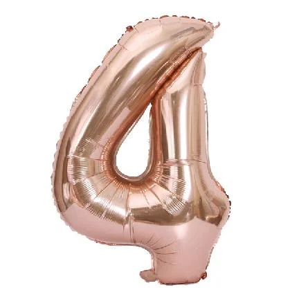 Globo Número Rosa Oro Nº4 72cm - 32 pulgadas