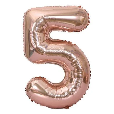 Globo Número Rosa Oro Nº5 72cm - 32 pulgadas