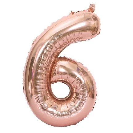 Globo Número Rosa Oro Nº6 72cm - 32 pulgadas