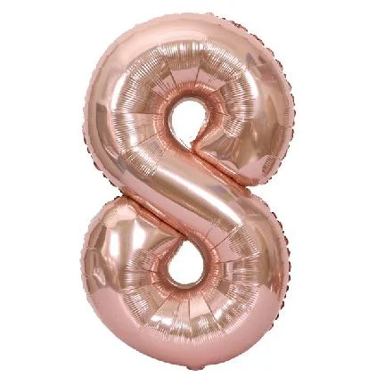 Globo Número Rosa Oro Nº8 72cm - 32 pulgadas