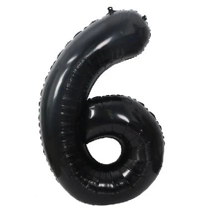 Globo Número Negro Nº6 72cm - 32 pulgadas
