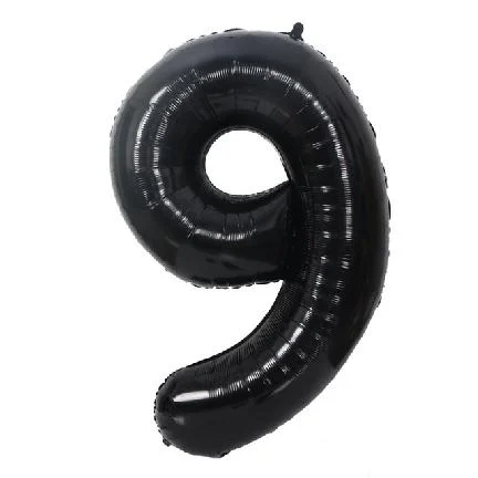 Globo Número Negro Nº9 72cm - 32 pulgadas