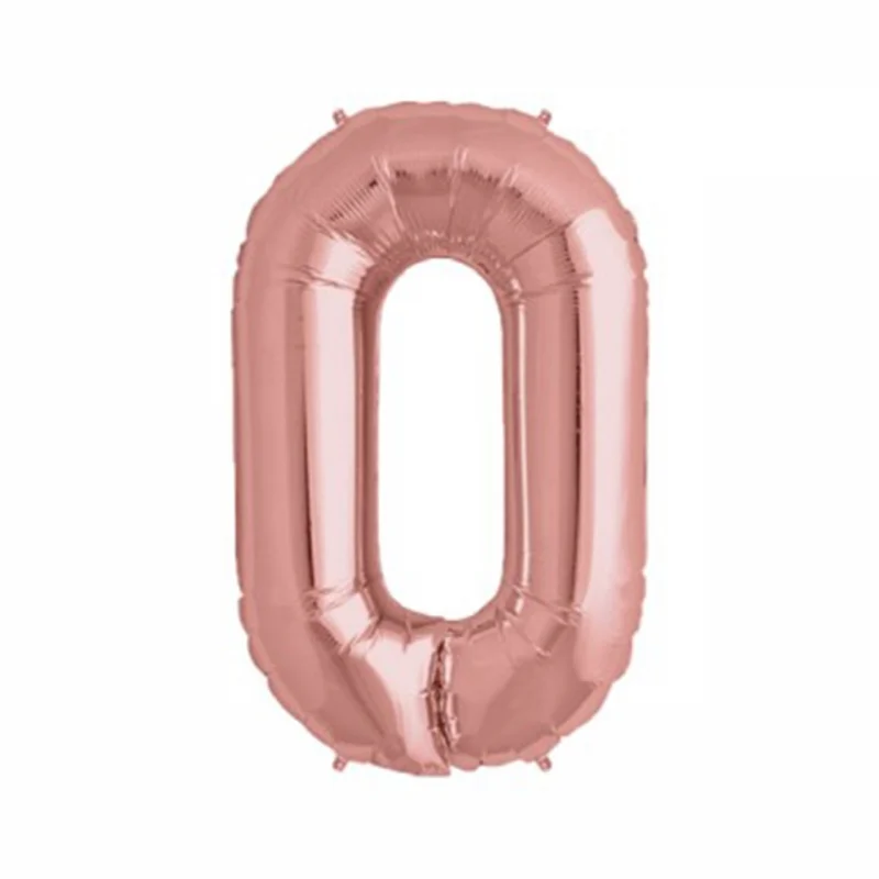 Globo Número Rosa Oro Nº0 72cm - 32 pulgadas