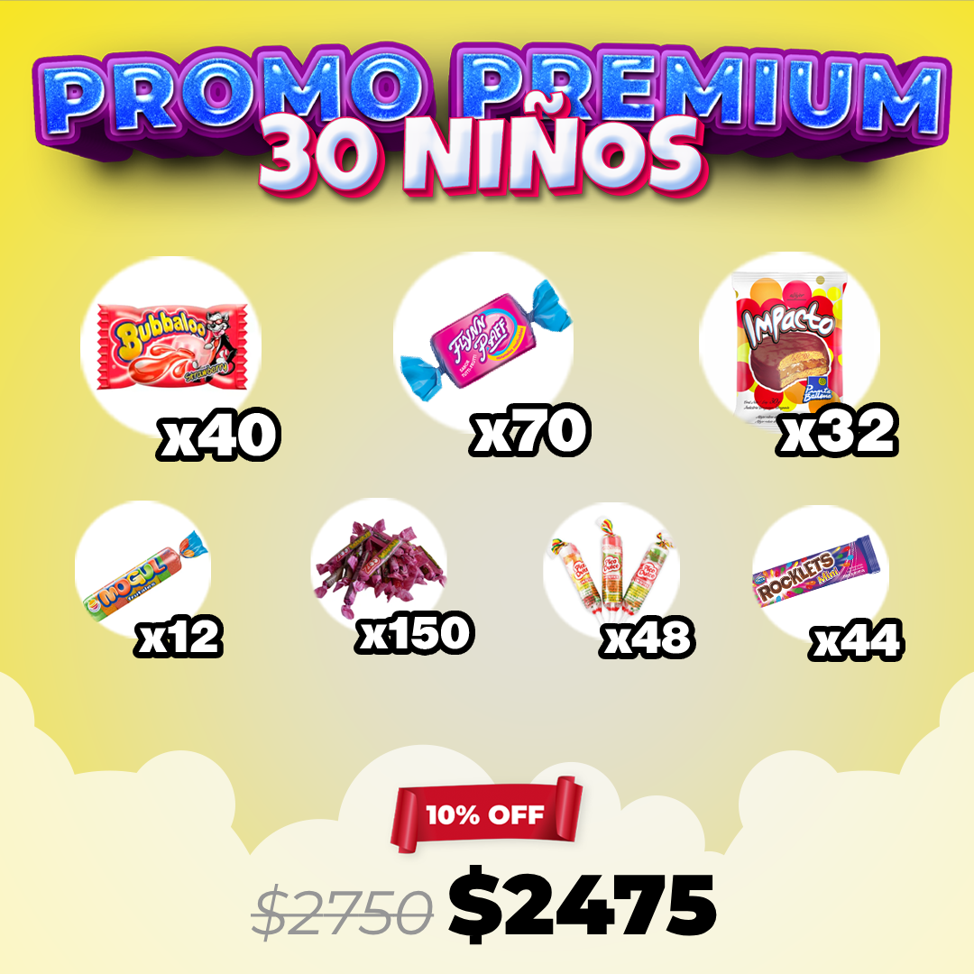 Promo Golosinas Premium para 30 Niños