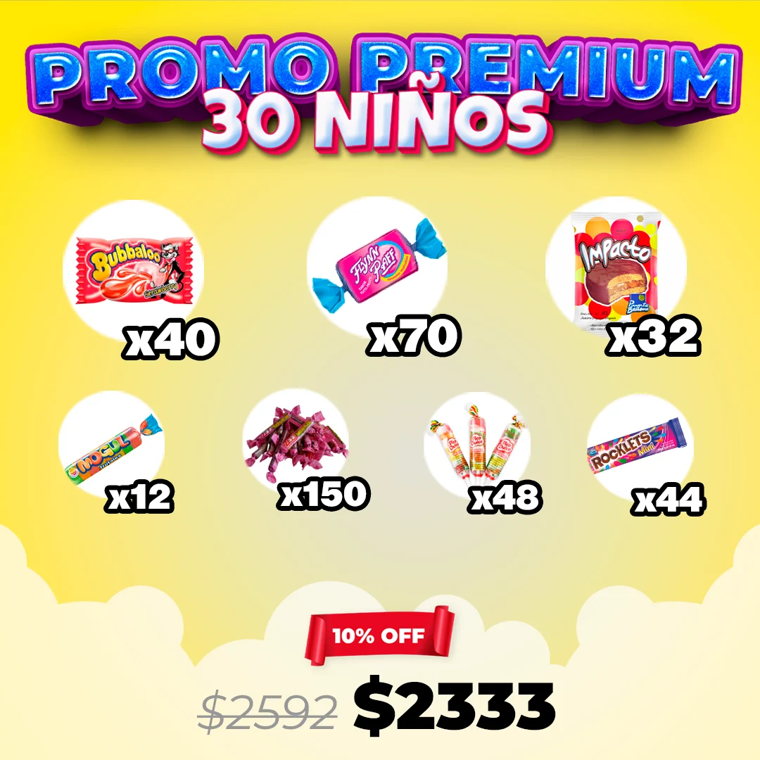 Promo Golosinas Premium para 30 Niños