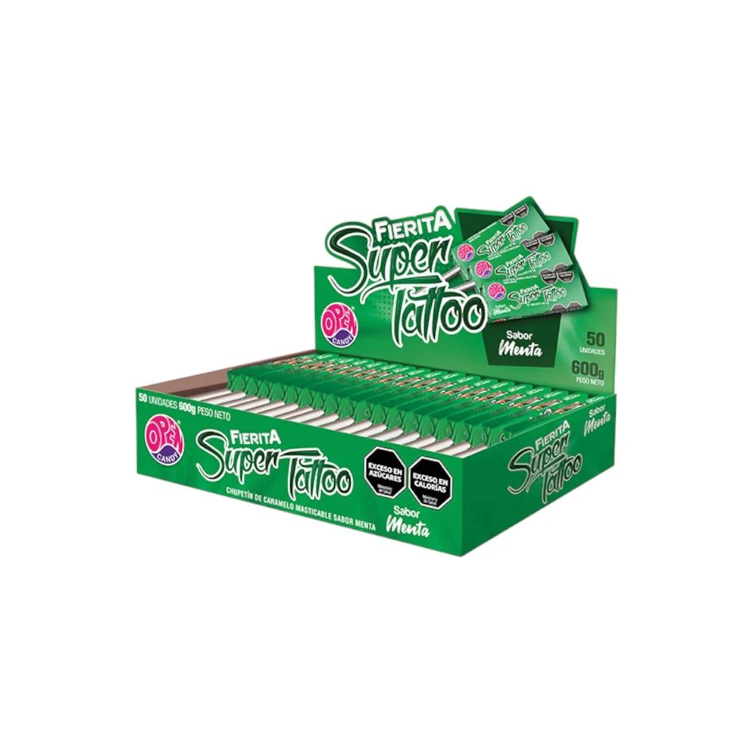 Paleta Masticable SUPER TATTOO Menta x50 unidades