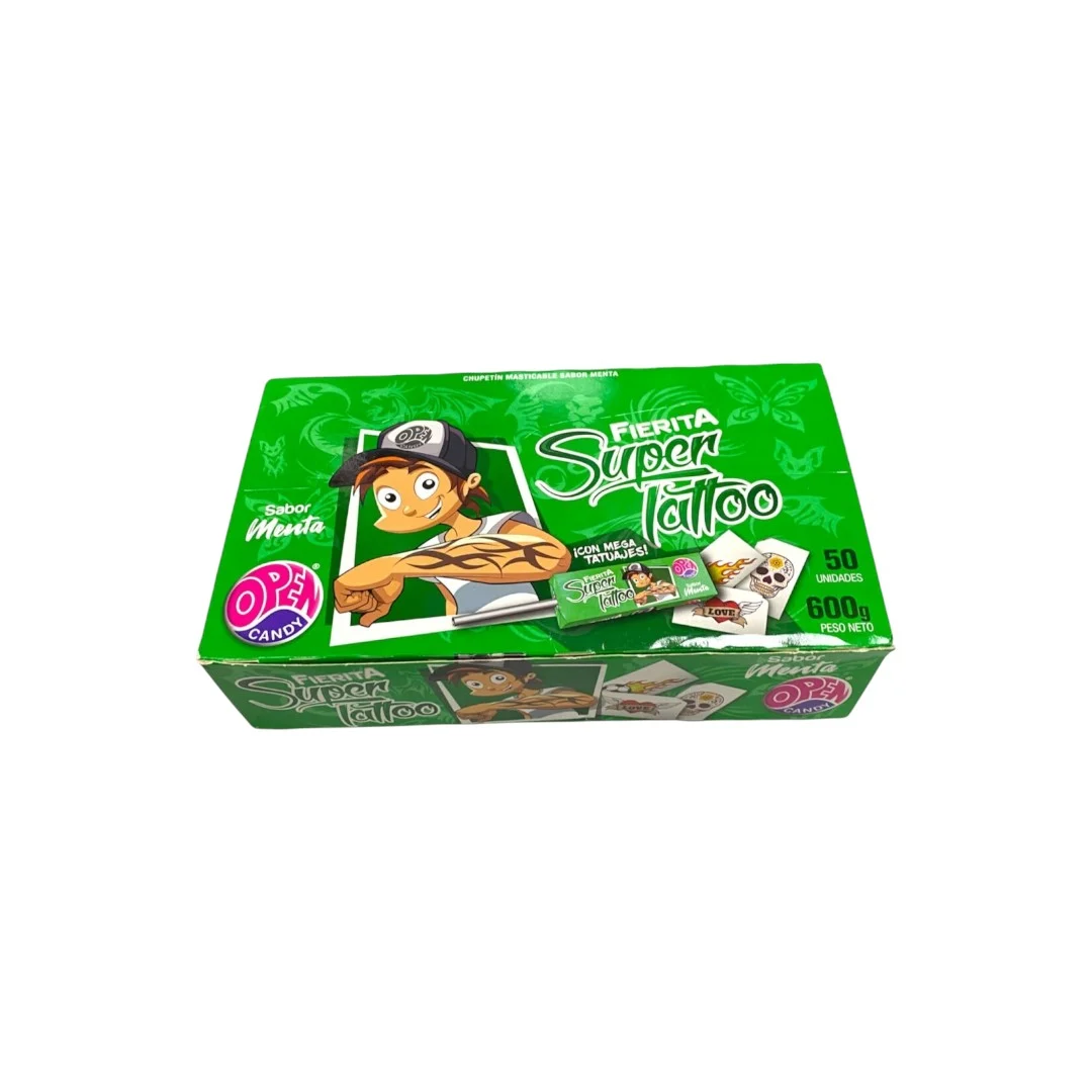 Paleta Masticable SUPER TATTOO Menta x50 unidades